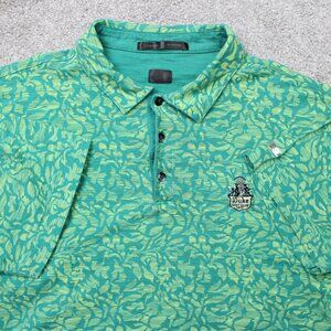 Nike Tiger Woods Polo Shirt Mens Large Green Geometric Golf Cotton Short Sleeve